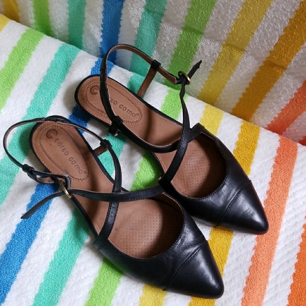 Corso como sz 6 black pointed flats leather